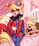  bedroom canine cape clothing crown doughnut food fox fruit male mammal plushie pollo-chan strawberry strawberry_jam 