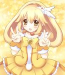  bad_id bad_pixiv_id blonde_hair boots bow choker cure_peace double_v hair_flaps kise_yayoi long_hair magical_girl mikurun open_mouth ponytail precure skirt smile smile_precure! solo tiara v wrist_cuffs yellow yellow_bow yellow_eyes yellow_skirt 