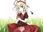  bad_id bad_pixiv_id blonde_hair blue_eyes doll flower lily_of_the_valley looking_at_viewer medicine_melancholy ritz_(h322) smile solo su-san touhou 