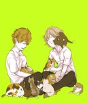  bad_id bad_pixiv_id cat male_focus multiple_boys oshitari_ken'ya shiraishi_kuranosuke shiro_(reptil) simple_background sitting tennis_no_ouji-sama too_many too_many_cats 