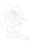  greyscale kisume lineart long_hair monochrome naginami simple_background sitting solo touhou very_long_hair white_background 