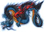  blue_eyes chinese_dragon claws dragon feral horn male plain_background ratte scalie solo toe_claws white_background 