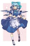  alternate_costume apron blue_eyes blue_hair bow cirno enmaided hair_bow heart maid pointy_ears puffy_sleeves short_hair smile solo touhou waist_apron wenny02 wrist_cuffs 