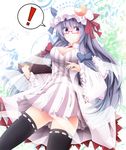  1girl bespectacled black_legwear blush book breasts censored cleavage convenient_censoring crescent dress glasses hat large_breasts long_hair looking_at_viewer midori_(misuriru8) no_panties patchouli_knowledge purple_eyes purple_hair solo thighhighs touhou underwear zettai_ryouiki 