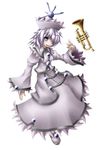  hat instrument merlin_prismriver naginami simple_background smile solo touhou white_background 