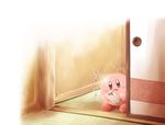  door game_boy handheld_game_console kirby kirby_(series) md5_mismatch no_humans open_mouth translated 