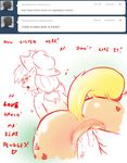  all_fours anal anal_penetration anthro anthrofied anus applejack_(mlp) big_butt blonde_hair blush butt cold-blooded-twilight cowboy_hat cutie_mark dialog dialogue doggystyle double_anal double_penetration drooling english_text equine erection female friendship_is_magic from_behind green_eyes hair hat horse male mammal my_little_pony open_mouth penetration penis pony saliva sex straight text tongue tumblr 