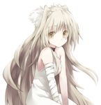  any_(trueblue) bandages dress long_hair looking_at_viewer original silver_eyes silver_hair sleeveless sleeveless_dress solo white_background 