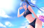  bikini blue_eyes blue_hair innertube kyougoku_touya long_hair original ponytail solo swimsuit 