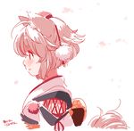  animal_ears hat inubashiri_momiji kourindou_tengu_costume mitsumoto_jouji profile short_hair sketch smile solo tail tokin_hat touhou white_hair wolf_ears wolf_tail 