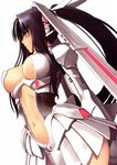  absurdres black_hair breasts from_side hair_ornament highres large_breasts long_hair navel phantom_queen_ex-xecty ponytail revealing_clothes shining_(series) shining_hearts silver_eyes simple_background solo tanaka_takayuki white_background 