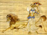  couple egyptian feline female heather_bruton lion male mammal skirt 