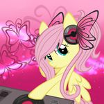  blue_eyes butterfly equine female feral fluttershy_(mlp) friendship_is_magic hair headphones horse insect looking_at_viewer mammal my_little_pony oathkeeper21 pegasus pink_hair pony record record_player solo standing turntable wings 