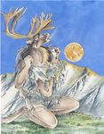  cervine elk female heather_bruton hooves horn mammal moon night solo transformation 