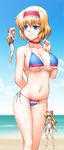  &gt;:) alice_margatroid arm_behind_back bangs beach bikini blonde_hair blue_eyes blue_sky blush bow breasts byeontae_jagga choker cleavage cloud collarbone day doll doll_joints frilled_bikini frills groin hair_bow hair_twirling hairband highres hips hourai_doll large_breasts long_hair matching_hourai matching_shanghai midriff minigirl navel ocean one-piece_swimsuit outdoors ribbon school_swimsuit shanghai_doll shiny shiny_skin short_hair side-tie_bikini skindentation sky smile solo strap_gap swimsuit touhou underboob v-shaped_eyebrows white_school_swimsuit white_swimsuit 