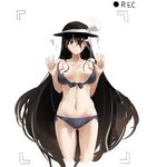  anetai_toyone bikini bikini_pull black_bikini black_hair front-tie_bikini front-tie_top hat long_hair red_eyes saki side-tie_bikini swimsuit toritori very_long_hair viewfinder 