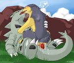  cum cum_in_pussy cum_inside female grass male outside penetration penis straight typhlosion tyranitar vaginal 