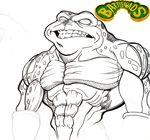  amphibian angry anthro armor battletoads biceps male monochrome muscles pecs pose ravelo solo teeth toad topless video_games zitz zitz_(battletoads) 