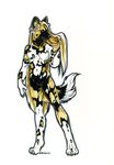  african_wild_dog anthro canine female hair heather_bruton long_hair mammal nude plain_background solo white_background wreath 