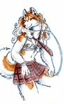  canine dog female heather_bruton husky mammal necktie plain_background player skirt solo white_background 