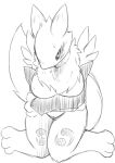  anthro black_sclera blush breasts chiro_(artist) digimon digimon_(species) female looking_at_viewer renamon simple_background solo sweat 