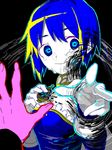  bangs blue_eyes blue_hair crying dark hands mahou_shoujo_madoka_magica miki_sayaka santou_suihei short_hair smile tears tegaki 