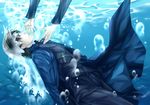  bad_id bad_pixiv_id brown_eyes brown_hair cassock cross cross_necklace falling fate/stay_night fate_(series) haruhikohiko jewelry kotomine_kirei necklace outstretched_arms underwater veil 