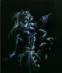  black_background dancing dark female genet heather_bruton jewelry loincloth night plain_background solo 