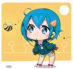  bee blue_eyes blue_hair blush bug chibi insect original shimoda-kon short_hair solo 