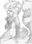  breasts female greyscale jonas mammal monochrome nude red_panda side_boob sketch solo 