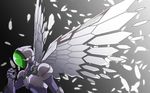  accel_world armor breastplate collarbone duel_avatar feathers from_side gradient gradient_background helmet male_focus mechanical_wings oukasirayami shoulder_pads silver_crow simple_background solo upper_body wings 