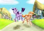  duo equine female feral friendship_is_magic hair horn horse mammal meynen multi-colored_hair my_little_pony original_character pony purple_eyes purple_hair rayhiros twilight_sparkle_(mlp) unicorn 