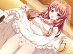  1girl alpha_(artist) alpha_(yukai_na_nakamatachi) breasts bridal_veil dress dress_lift game_cg isozaki_renka okiba_ga_nai! panties solo underwear veil wedding_dress 