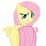  anus butt equine female feral fluttershy_(mlp) friendship_is_magic hair horse looking_at_viewer mammal my_little_pony pegasus pink_hair plain_background pony pussy shaking_butt smile solo unknown_artist white_background wings 