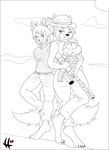  aleksander_blaire canine clothing collar female fox gun line_art male mammal ponytail ranged_weapon rifle scottytheman sierra_blakely weapon wolf 