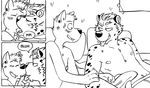  blush briefs canine dog feline french_kissing howie_(vasuki) kissing making_out male mammal monochrome nipple_piercing nipples piercing shiba_inu spots tape tongue tongue_piercing topless underwear vasuki 