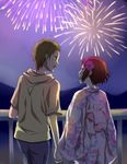  1girl couple fireworks fukube_satoshi hetero holding_hands hyouka ibara_mayaka japanese_clothes kimono rito453 yukata 