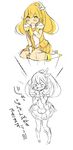  blonde_hair blush bow cure_peace hair_flaps highres kise_yayoi meno precure sketch smile_precure! solo tears yellow_bow 