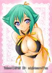  aquarion_(series) aquarion_evol bikini blue_eyes breasts cleavage cleavage_cutout green_hair large_breasts nightmare77zx ribbon short_hair solo swimsuit traditional_media zessica_wong 