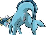 ass_up blush butt eeveelution female feral from_behind furreon looking_back nintendo pok&#233;mon pok&eacute;mon presenting pussy solo vaporeon video_games 