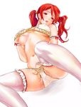  arm_garter breasts dragon_quest dragon_quest_viii jessica_albert large_breasts lingerie long_hair looking_at_viewer masturbation momin_(graceland) navel open_mouth orgasm purple_legwear pussy_juice red_eyes red_hair saliva solo thighhighs twintails underwear 
