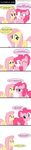  absurd_res comic cutie_mark dialog dialogue english_text equine eyes_closed female feral fluttershy_(mlp) friendship_is_magic fur hair hi_res horse mammal my_little_pony pegasus pink_fur pink_hair pinkie_pie_(mlp) plain_background pony smile surprise text threat veggie55 wings yellow_fur 