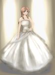  blue_(pokemon) brown_hair dress happy highres highvoltage long_hair non-web_source open_mouth pokemon pokemon_special red_eyes smile solo wedding_dress 