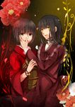  bad_id bad_pixiv_id black_hair brown_eyes brown_hair bug butterfly choker dress fatal_frame fatal_frame_2 fatal_frame_4 flower haibara_ayako highres insect japanese_clothes kimono kurozatou_owata long_hair multiple_girls obi open_mouth rattle sash short_hair tachibana_chitose tears yellow_eyes 