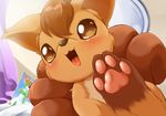  blush brown_eyes brown_fur brown_hair canine fox fur gardevoir hair magazine mammal multiple_tails nintendo open_mouth orange_fur pawpads paws pok&#233;mon pok&eacute;mon tongue ukanmuriman video_games vulpix 