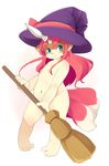  broom canine cub female green_eyes hair hat magic_user mammal mcdonnell-douglas nipples nude pink_hair red_hair witch young 