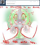  changeling cold-blooded-twilight cute english_text equine fangs female feral friendship_is_magic green_eyes horn looking_at_viewer mammal my_little_pony plain_background queen_chrysalis_(mlp) solo text tongue tumblr white_background young 
