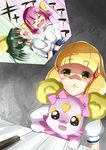  bad_id bad_pixiv_id blonde_hair bow candy_(smile_precure!) drill_hair green_hair highres hoshizora_miyuki instrument kise_yayoi midorikawa_nao multiple_girls open_mouth piano pink_bow pink_hair ponytail precure scared school_uniform shaded_face short_hair smile_precure! twin_drills twintails yellow_eyes yuutarou_(fukiiincho) 