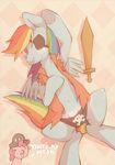  clothing english_text equine eye_patch eyewear female feral friendship_is_magic hair horse lonelycross mammal multi-colored_hair my_little_pony pegasus pinkie_pie_(mlp) pirate pony rainbow_dash_(mlp) rainbow_hair sword text underwear weapon wings 