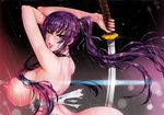  bottomless breasts busujima_saeko fei highschool_of_the_dead maidoll nipples no_bra sword torn_clothes wet 
